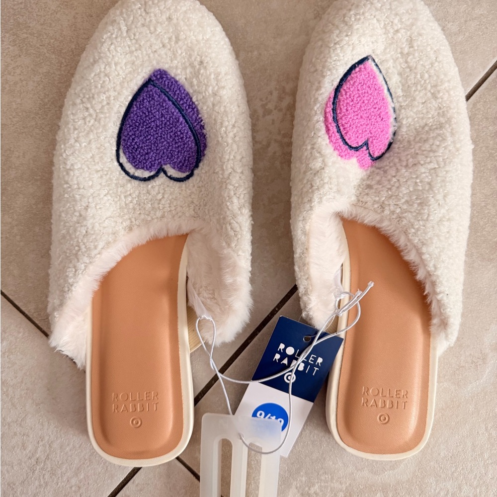 Roller Rabbit x Target Women’s Disco Hearts Fuzzy House Slippers - Picture 6 of 8